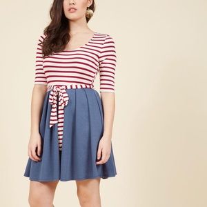 In The Very Near Twofer Striped Dress In Americana
